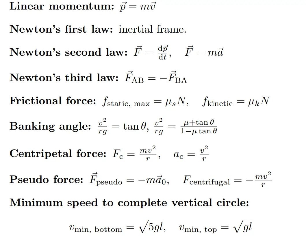 Newtons law formula